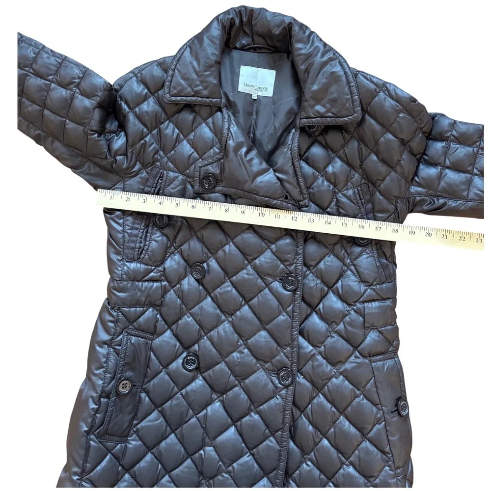 Henry‎ Cotton's Brown Quilted Down Puffer Coat Double Breasted Trench 42 Small